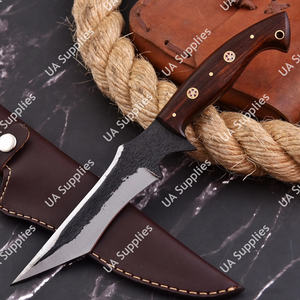 Cuchillo Táctico de Supervivencia y Caza de Hoja Fija Forjado a Mano con Espiga Completa, Funda, para Exteriores, Desollador, Camping, Acero 1095, Mango de Madera de Palisandro, ODM - Product Image 4