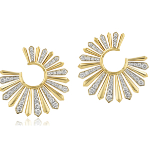 Pendientes de aro de cristal chapados en oro con forma de estrella, joyería de lujo para fiesta para mujer - Product Image 2