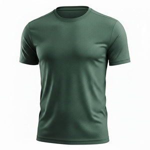 Men Regular Fit Solid Green Quick Dry Short Sleeve O-Neck T-<b>Shirt</b> Casual Knitted <b>100</b>% <b>Polyester</b> Blank Design - Product Image 1