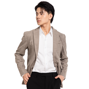 Blazer Ligero Estilo Americano ABL1 de Poliéster/Rayón con Aspecto de Lino para Hombre, Tallas S-XL, Precio Competitivo, Venta al Por Mayor - Product Image 3