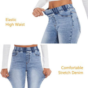Pantalon en jean léger et respirant de qualité supérieure pour femme, avec logo personnalisé, extensible, uni, grande taille, décontracté, vente en gros - Product Image 5