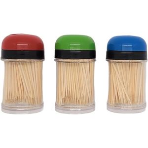 Set di 3 Coperchi Dispenser con 300 Stuzzicadenti in Legno Naturale e Contenitori per un'Idonea Igiene Orale - Product Image 1
