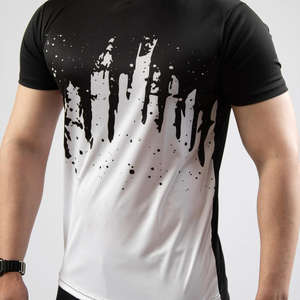 T-shirt personnalisé OEM ODM pour homme, sublimation, haute qualité, tissu 100% coton, noir et blanc, col rond, coupe slim. - Product Image 6