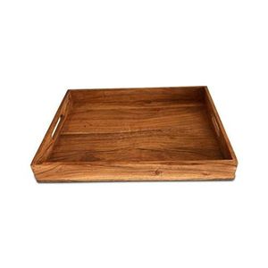 Handmade Rectangular Wooden Serving Tray with Jute Rope Handles Decorative Ottoman Food Tray for Coffee <b>Table</b> <b>Kitchen</b> Platter - Product Image 2