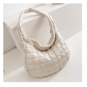 Borsa Tote Grande Imbottita in Piuma per Donna, Morbida e Spaziosa, con Tracolla a Reticolo per Autunno e Inverno - Product Image 1