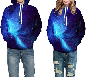 Sudadera con Capucha Sublimada Unisex con Estampado de Galaxia, Corte Regular, Informal, Transpirable, de Poliéster Tejido, para Otoño - Product Image 6