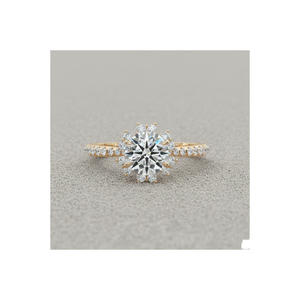 แหวนหมั้นทรงวินเทจ Aureola Diamond Halo ชุบทองคำสีกุหลาบ สำหรับทองคำที่ได้รับการรับรอง - Product Image 1