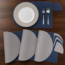 Navy Blue Rectangle <b>Placemats</b> With <b>Coasters</b> Non-Slip Oil Proof Reusable Washable Table Mats <b>Set</b> Custom requirements - Product Image 2