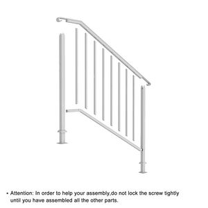 White Iron Handrails for Outdoor Steps Transitional Assistive Device with Installation Kit for 3 Steps - Product Image 1