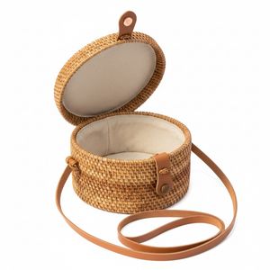 Bolso Bandolera de Paja Hecho a Mano, de Mimbre y Ratán con Cremallera, Estilo Boho para Mujer, Verano, Playa, Bolso Natural, Proveedor de Vietnam, OEM, Personalizado - Product Image 1