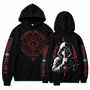 เสื้อฮู้ดดี้ลายกราฟิกสไตล์อนิเมะแบบกำหนดเอง สำหรับฤดูหนาว เป็นมิตรกับสิ่งแวดล้อม ยูนิเซ็กซ์ ผ้าฝ้าย 100% เนื้อหนา สไตล์ฮาราจูกุ ฮิปฮอป - Product Image 6