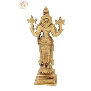 Escultura Lord Vishnu de 8 pulgadas hecha a mano en latón hecha en la India para regalar - Product Image 3