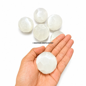 High Quality Muntaha Handmade Healing Feng Shui Faceted Selenite <b>Crystal</b> Sphere Sculpture Art Collectible Home - Product Image 6