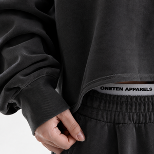 Ensemble de survêtement unisexe noir 2-en-1 : sweat à capuche court épais et pantalon de survêtement large, coupe ample, manches longues, style streetwear, idéal pour l'hiver - Product Image 6