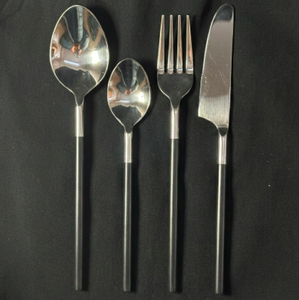 Cuchara, Tenedor y Cuchillo de Acero Inoxidable con Recubrimiento de Polvo Negro, Duraderos, Resistentes al Óxido, Aptos para Lavavajillas, Color Plateado, para Restaurante - Product Image 2