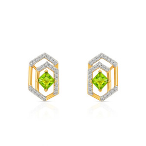 Boucles d'oreilles à clous en diamant hexagonal vert doré - Product Image 1