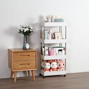 4-Tier Slide Out <b>Rolling</b> Utility Storage Cart with 4 Storage Baskets Mobile Organizer Shelf Rack <b>Kit</b> - Product Image 5