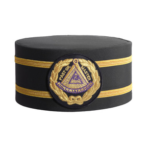 Crown Cap - Black Patch With Double Braid Premium Past Grand Master Blue Lodge Crown Cap Black with Gold Stripe <b>Purple</b> Laurel - Product Image 1