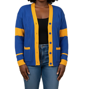 Make Your Custom Good Quality V-Neck for Sorority/Fraternity/Schools/Colleges/Universities Logo Knitted <b>Cardigans</b> <b>Sweaters</b> - Product Image 2