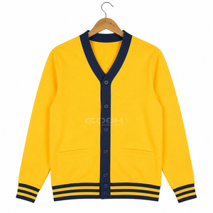 Cardigan en tricot jaune ample à manches longues Cosh International Sisterhood, style universitaire respirant et sans coutures - Product Image 1