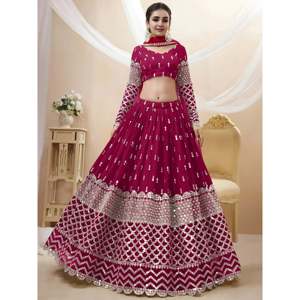 Bridesmaid Lehenga Choli in Dark Pink with Mesmerizing <b>Sequins</b> Work on Georgette - Product Image 1