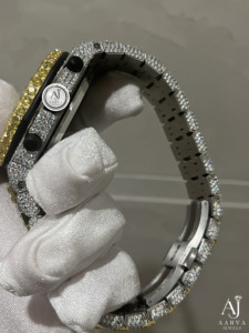 AARVA JEWELS Reloj cronógrafo de lujo para hombre, caja de acero inoxidable, elegante esfera analógica de 43 mm, movimiento de cuarzo con cristal de zafiro, 20 mm - Product Image 3