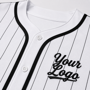 Camiseta de Béisbol Blanca a Rayas para Hombre, Manga Corta, Cierre de Botones, Transpirable, Poliéster, Ropa Deportiva, Corte Regular, Todas las Temporadas - Product Image 6