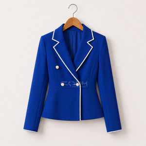 Cosh International Custom Logo Blue Double Breasted <b>Blazer</b> Sorority Sisterhood Embroidered Logo Elegant Outerwear - Product Image 3