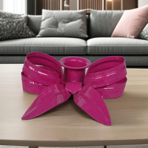 Petit porte-bougie en métal rose foncé, pièce maîtresse de Pâques, cadeau de mariage, petit bougeoir vintage de base - Product Image 2