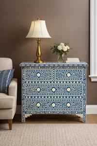 Cajón con Incrustaciones de Hueso de ILAHI, Diseño Moderno con Detalles de Ágata, Mueble Portátil para el Hogar - Product Image 4