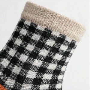 Crew <b>Socks</b> Plaid Pattern Black White Beige Cotton Breathable Casual Autumn Adult Regular Fit Knitted <b>Socks</b> - Product Image 4
