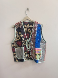 Hand Block Printed <b>Kantha</b> Handmade Unisex Waistcoat <b>Jacket</b> Indian Summer <b>Jacket</b> - Product Image 2