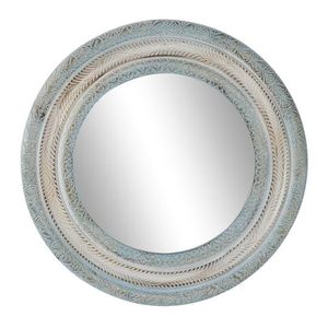 Espejo de Vanidad Redondo con Marco Floral Tallado en Madera Tradicional, para Decoración del Hogar, Sala de Estar, Dormitorio, Bodas y Otras Ocasiones - Product Image 1