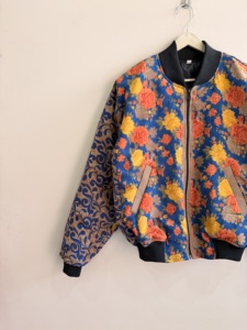 Bohemian Silk Satin Oversize Bomber Zipper <b>Jacket</b> Vintage Handmade Sari <b>Jacket</b> - Product Image 4
