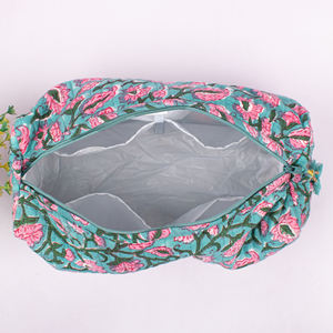 Sac de toilette bohème fait main en coton écologique avec fermeture éclair, grande capacité, léger, pochette cosmétique, imprimés tendance - Product Image 5