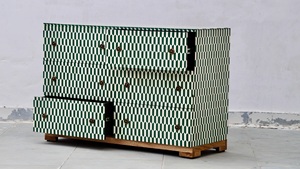 Premium Green Geometric Pattern Bone Inlay <b>Chest</b> of Drawers Handmade <b>Storage</b> Cabinet for Interior Decoration - Product Image 2