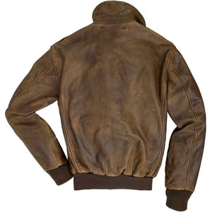 Chaqueta de cuero marrón para hombre con cuello de piel de oveja, talla grande, estilo motero, cierre de cremallera, informal elegante para otoño/invierno - Product Image 4