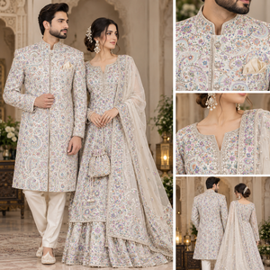 Natural Cotton Knitted Embroidered Circular Mandala Sequin Pattern Base <b>Material</b> For Women Ethnic Jacket Bridal Lehenga Abaya - Product Image 4