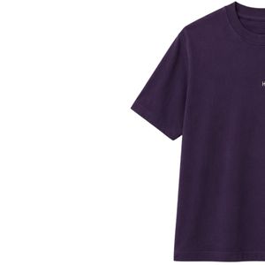 เสื้อยืดโอเวอร์ไซส์สีม่วงเข้มสำหรับผู้ชาย แขนสั้น ผ้าฝ้าย คอกลม พิมพ์ลายกราฟิกที่อก สไตล์ลำลอง สตรีทแวร์ ทรงหลวม แฟชั่นทันสมัย - Product Image 3