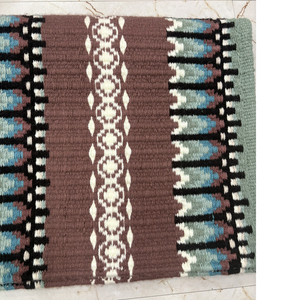Couverture de selle en laine de qualité, style Navajo du Sud-ouest, en coton vert et marron, pour équipement équestre western - Product Image 2