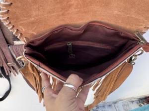 Nuevo Bolso de Mano con Flecos de Piel y Cuero, Diseño Moderno, Bolso Cruzado de Cuero Repujado con Piel de Vaca, Elegante Bolso Bandolera para Regalo - Product Image 6