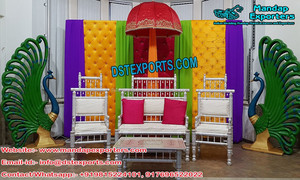 Indian Mehandi Stage With Gujrati <b>Swing</b> <b>Set</b> Colourful Backdrop Stage With Sankheda <b>Swing</b> Mehandi Stage Manufacturer - Product Image 5