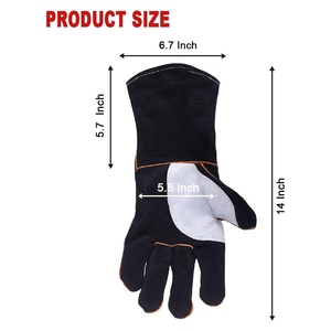 Gants de soudage en cuir de vachette renforcé, résistants à l'abrasion, pour la protection des mains en milieu industriel, gants de barbecue - Product Image 6