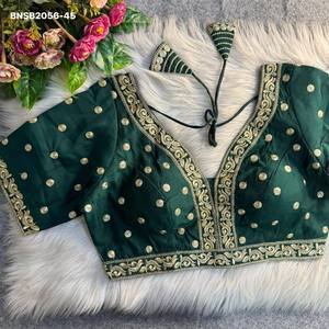 Hermosa Blusa de Seda Romana Suave con Bordado Circular de Hilo Zari y Adornos en el Borde, Colección de Blusas con Cuello en V, Proveedor Mundial - Product Image 4
