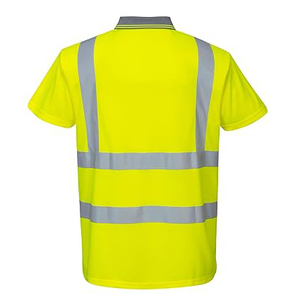 High Visibility <b>Yellow</b> Reflective <b>Polo</b> <b>Shirt</b> <b>Men's</b> Workwear Safety Uniform Polyester Breathable Quick Dry Industrial Use - Product Image 6