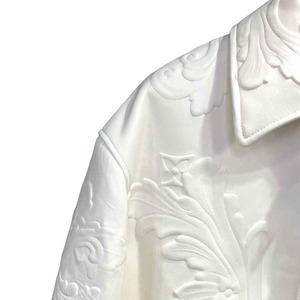 Veste universitaire de luxe personnalisée en cuir véritable gaufré imperméable noire pour hommes - Product Image 6