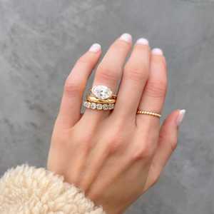 Wholesale F VS Oval CVD Diamond East West <b>Ring</b> 14K Real Gold 2 CT Moissanite Bezel 1.7mm Band Factory Supplier OEM IGI Certified - Product Image 2