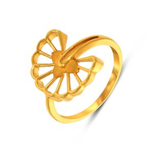 Bague de créateur en or jaune 18 carats pour femme, motif floral abstrait en éventail, élégante et contemporaine, avec pétales ouverts, style mode - Product Image 1