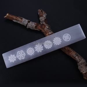 Vente en gros de baguette naturelle en sélénite, symbole spirituel des sept chakras, type Reiki sculpté, type de pierre précieuse agate - Product Image 2