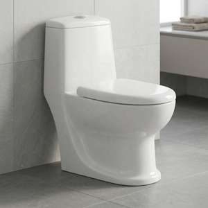 Inodoro de una pieza de estilo europeo, montado en el suelo, cuadrado, de cerámica, para baños de casas y villas de alta gama. - Product Image 3